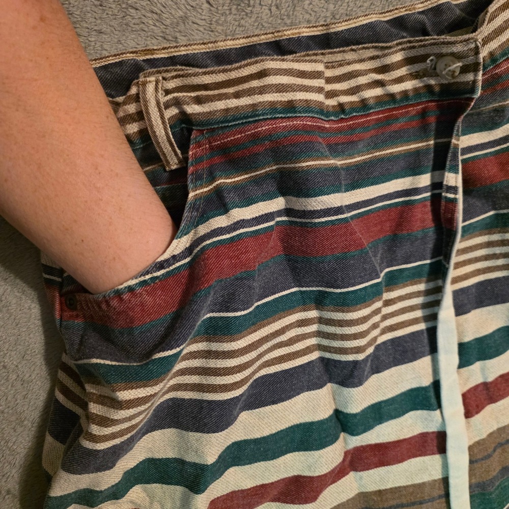Vintage Gitano Jeanswear Striped Wrap Skirt Womens 13/14 Multicolor Cotton USA - Picture 3 of 6
